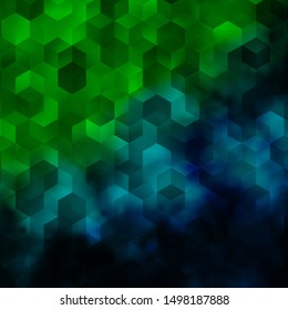 Light Blue, Green vector backdrop with hexagons. Colorful hexagons on blur backdrop. Pattern for ads, leaflets.