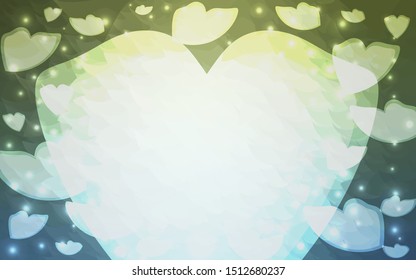 Light Blue, Green vector  backdrop with sweet hearts. Hearts on blurred abstract background with colorful gradient. Template for Valentine's greeting postcards.