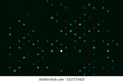 Light Blue, Green vector backdrop with dots. Abstract illustration with colored bubbles in nature style. Pattern for ads, booklets.