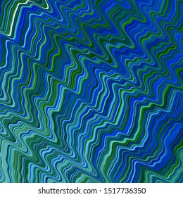 Light Blue, Green vector backdrop with bent lines. Illustration in halftone style with gradient curves. Pattern for commercials, ads.