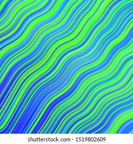 Light Blue, Green vector backdrop with bent lines. Colorful illustration, which consists of curves. Pattern for commercials, ads.