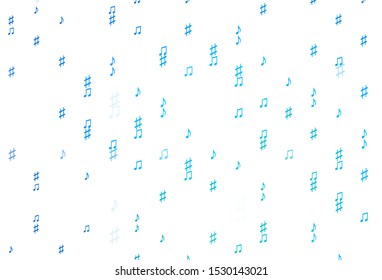 Light Blue, Green vector backdrop with music notes. Decorative design in abstract style with music shapes. Pattern for school ad, booklets.