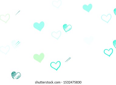 Light Blue, Green vector backdrop with sweet hearts. Illustration with hearts in love concept for valentine's day. Design for ad, poster, banner of Valentine Day.
