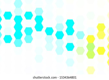 Light Blue, Green vector backdrop with hexagons. Illustration with set of colorful hexagons. Pattern for texture of wallpapers.