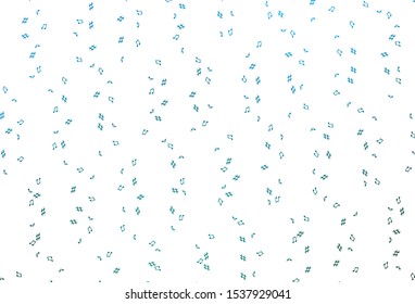 Light Blue, Green vector backdrop with music notes. Abstract illustration with colorful symbols of melody. Pattern for websites of musitians.