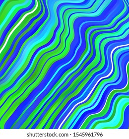 Light Blue, Green vector backdrop with bent lines. Bright illustration with gradient circular arcs. Pattern for booklets, leaflets.