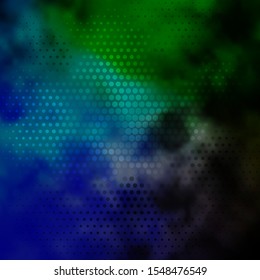 Light Blue, Green vector backdrop with dots. Abstract decorative design in gradient style with bubbles. Pattern for wallpapers, curtains.