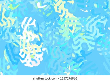 Light Blue, Green vector backdrop with memphis shapes. Decorative design in abstract style with random forms. Simple design for your web site.