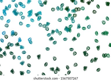 Light Blue, Green vector backdrop with dots. Beautiful colored illustration with blurred circles in nature style. Completely new template for your brand book.