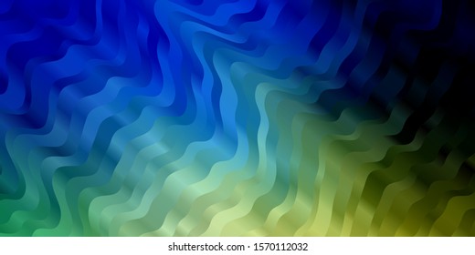 Light Blue, Green vector backdrop with curves. Brand new colorful illustration with bent lines. Template for cellphones.