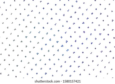 Light Blue, Green vector backdrop with english symbols. Modern geometrical illustration with ABC english symbols. Best design for a college poster, banner.