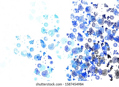 Light Blue, Green vector backdrop with memphis shapes. Colorful chaotic forms with gradient in modern style. Modern design for your business card.