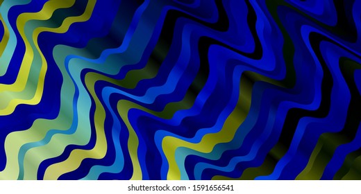 Light Blue, Green vector backdrop with curves. Brand new colorful illustration with bent lines. Template for cellphones.