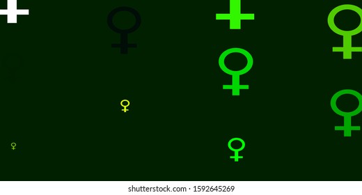 Light Blue, Green vector backdrop with woman's power symbols. Abstract illustration with a depiction of women's power. New design for your web apps.