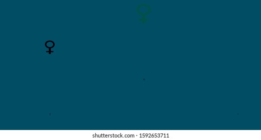 Light Blue, Green vector backdrop with woman's power symbols. Colorful feminism symbols with a gradient in modern style. Design for landing pages.