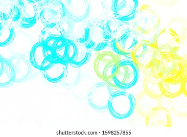 Light Blue, Green vector backdrop with dots. Illustration with set of shining colorful abstract circles. New template for your brand book.