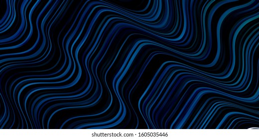 Light Blue, Green vector backdrop with bent lines. Illustration in halftone style with gradient curves. Pattern for commercials, ads.