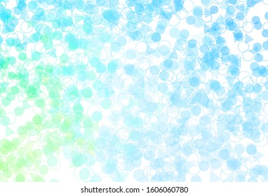 Light Blue, Green vector backdrop with lines, circles. Decorative design in abstract style with lines, dots. Pattern for booklets, leaflets