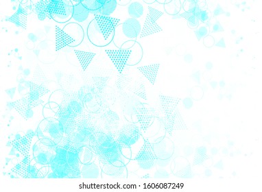 Light Blue, Green vector backdrop with lines, circles, rhombus. Abstract illustration with colorful dots, lines, cubes. Modern template for landing page.