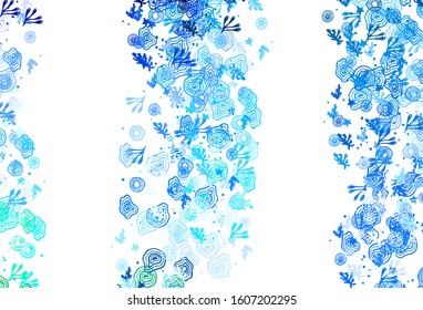 Light Blue, Green vector backdrop with memphis shapes. Colorful chaotic forms with gradient in modern style. Best smart design for your business.