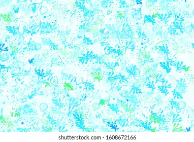 Light Blue, Green vector backdrop with memphis shapes. Colorful chaotic forms with gradient in modern style. Simple design for your web site.