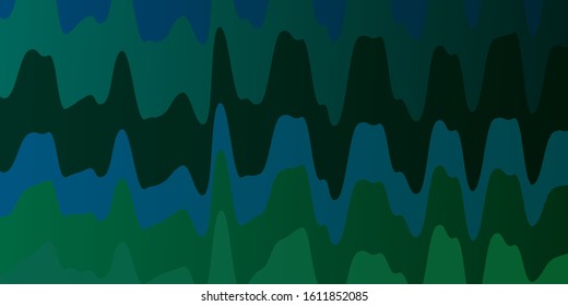 Light Blue, Green vector backdrop with curves. Abstract illustration with gradient bows. Pattern for commercials, ads.