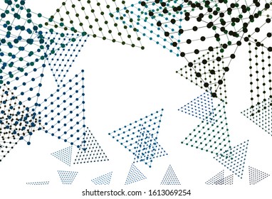 Light Blue, Green vector backdrop with lines, circles. Decorative design in abstract style with lines, dots. Template for wallpapers.