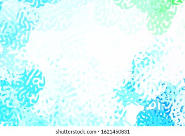 Light Blue, Green vector backdrop with memphis shapes. Illustration with colorful gradient shapes in abstract style. Modern design for your business card.