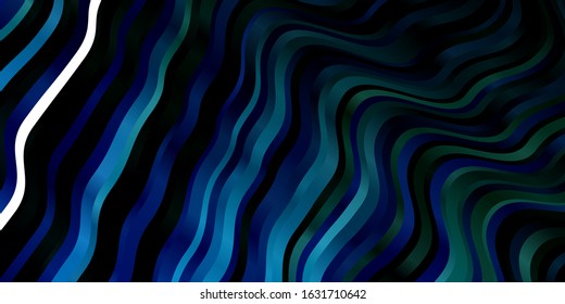 Light Blue, Green vector backdrop with bent lines. Colorful abstract illustration with gradient curves. Design for your business promotion.