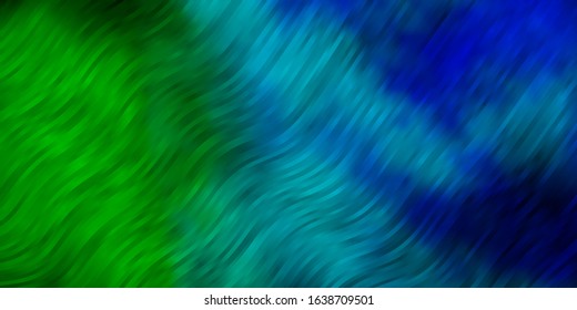 Light Blue, Green vector backdrop with bent lines. Colorful abstract illustration with gradient curves. Best design for your ad, poster, banner.