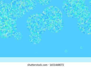 Light Blue, Green vector backdrop with dots. Glitter abstract illustration with blurred drops of rain. Pattern for beautiful websites.