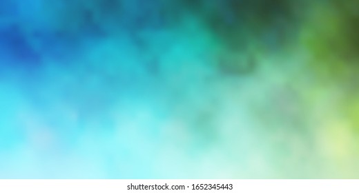 Light Blue, Green vector backdrop with cumulus. Colorful illustration with abstract gradient clouds. Template for landing pages.