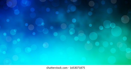 Light Blue, Green vector backdrop with dots. Colorful illustration with gradient dots in nature style. Pattern for business ads.