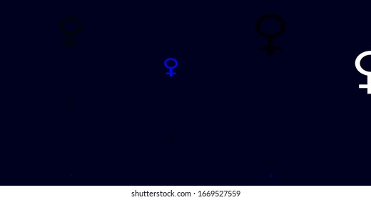 Light Blue, Green vector backdrop with woman's power symbols. Colorful illustration with gradient feminism shapes. Background for ui designers.