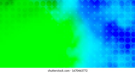 Light Blue, Green vector backdrop with dots. Abstract illustration with colorful spots in nature style. Design for your commercials.