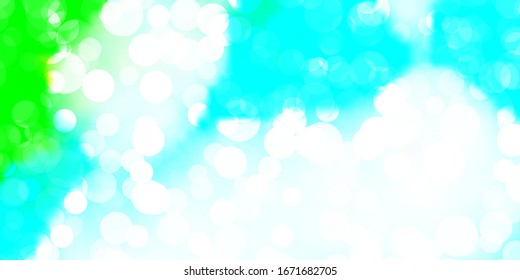 Light Blue, Green vector backdrop with dots. Abstract illustration with colorful spots in nature style. Design for your commercials.