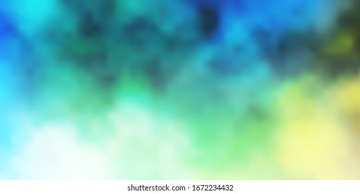 Light Blue, Green vector backdrop with cumulus. Illustration in abstract style with gradient clouds. Template for websites.