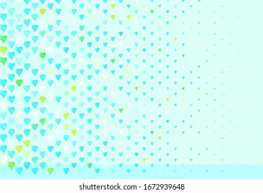 Light Blue, Green vector backdrop with sweet hearts. Decorative design with hearts in simple style . Design for a business advert of anniversary.