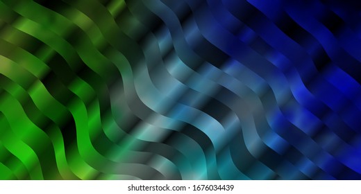 Light Blue, Green vector backdrop with bent lines. Abstract illustration with bandy gradient lines. Pattern for business booklets, leaflets