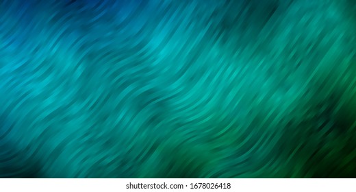 Light Blue, Green vector backdrop with bent lines. Illustration in abstract style with gradient curved.  Pattern for commercials, ads.