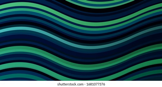 Light Blue, Green vector backdrop with curves. Gradient illustration in simple style with bows. Pattern for commercials, ads.
