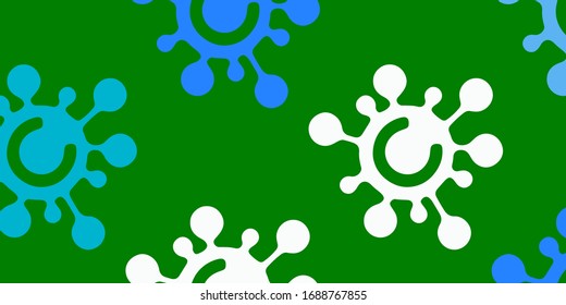 Light Blue, Green vector backdrop with virus symbols. Smart illustration with covid signs in decorative style. Simple drawing against danger fever.
