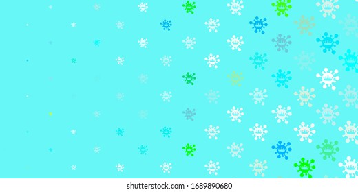 Light blue, green vector backdrop with virus symbols. Abstract illustration with biological gradient shapes. Simple design against epidemic information.