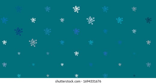 Light Blue, Green vector backdrop with virus symbols. Simple design in abstract style with infection forms. Best design for quarantine events.