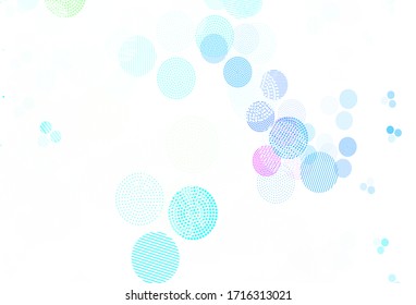 Light Blue, Green vector backdrop with dots. Blurred decorative design in abstract style with bubbles. Pattern for beautiful websites.