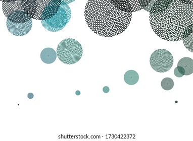 Light Blue, Green vector backdrop with dots. Beautiful colored illustration with blurred circles in nature style. New template for your brand book.