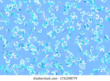 Light Blue, Green vector backdrop with rainbows, clouds. Colorful design in abstract love style with rainbow forms. Best design happy events.