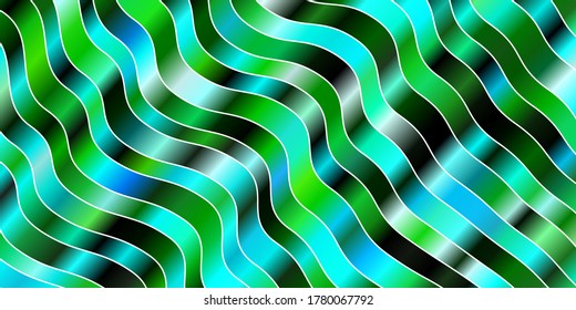 Light Blue, Green vector backdrop with bent lines. Brand new colorful illustration with bent lines. Template for cellphones.