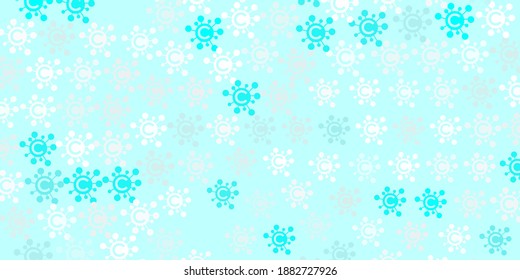 Light Blue, Green vector backdrop with virus symbols. Simple design in abstract style with infection forms. Best design for quarantine events.