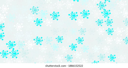 Light Blue, Green vector backdrop with virus symbols. Simple design in abstract style with infection forms. Best design for quarantine events.